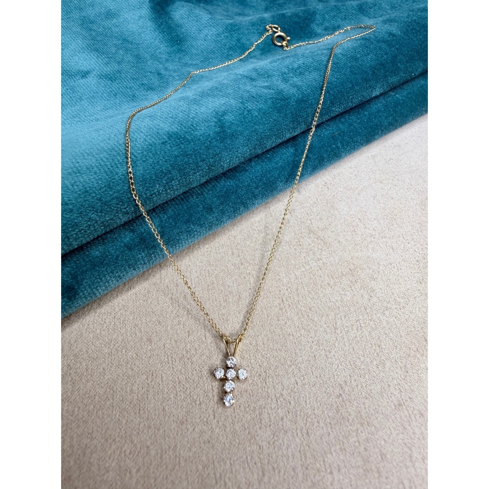 14K Gold Filled Small Cross Necklace 12" Newborn Toddler Child Size - Picture 5 of 6